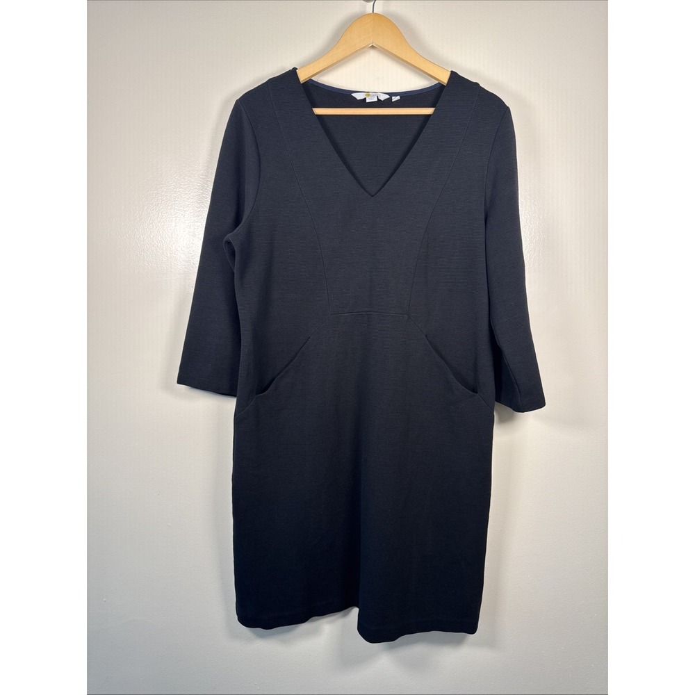 Boden Bronte Ottoman Sheath Dress Women's 12 Black Ribbed Texture With Pockets